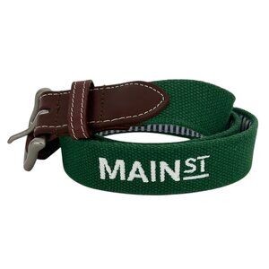 J.T. Spencer Leather Canvas Embroidered Green Belt Size 38